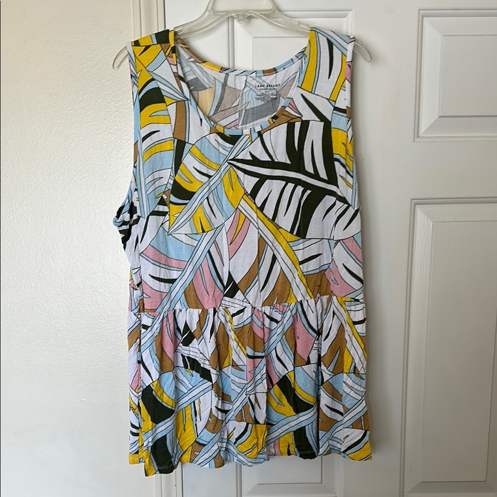 Lane Bryant Colorful Leaf Print Sleeveless Top